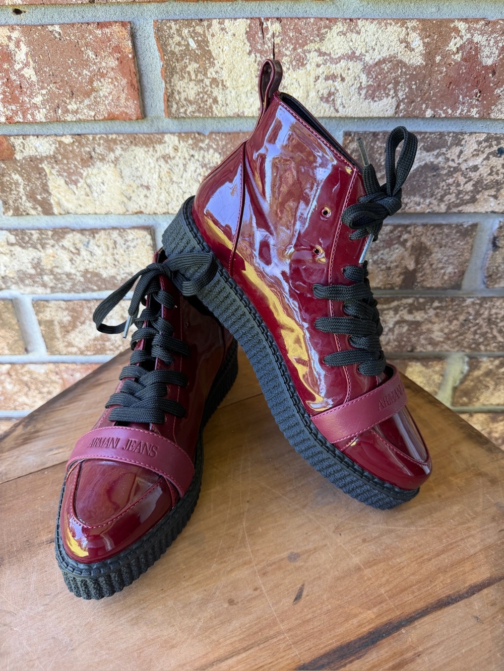 Armani Jeans Women’s Platform Boots Size 6.5 Burgundy Beautiful Condition!